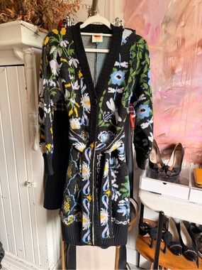 FARM Rio Multicolor Knit Cardigan with Black Trim